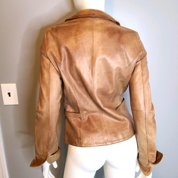 AEROPASTEL Tan Leather Jacket size Medium - Picture 11 of 12